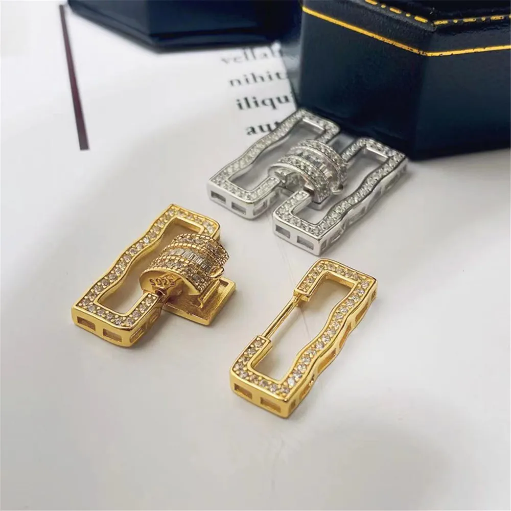 

Застежка из серебра 925 пробы с фианитом, фурнитура «сделай сам» для изготовления бижутерии, аксессуары для серебра/золота, металлические застежки