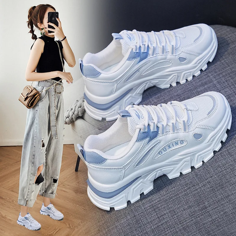 

New daddy shoes women's breathable fashion sports shoes women's casual thick-soled height-increasing shoes vulcanized shoes
