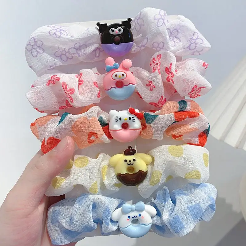

New Sanrio Hair Band Kawaii Hellokitty Mymelody Kuromi Cinnamoroll Cartoon Korean Student Hair Rope Cute Girl Hair Band
