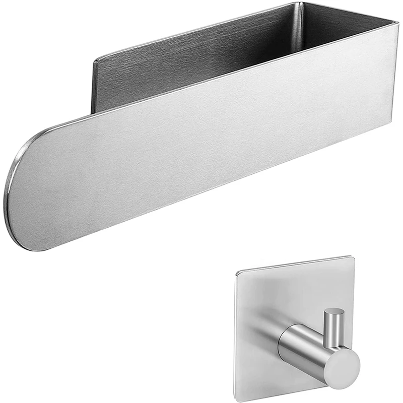 

Bathroom Stainless Steel Towel Bar Self Adhesive Towel Rack With 1 Hook No Drilling Needed For Bathroom, Kitchen