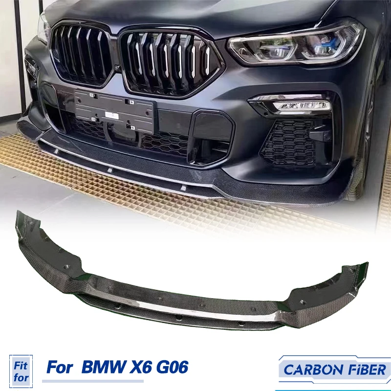 

Автомобильный передний бампер, спойлер из углеродного волокна для BMW X6 G06 M Sport 4-дверный 2020-2022, передний бампер, защита для подбородка