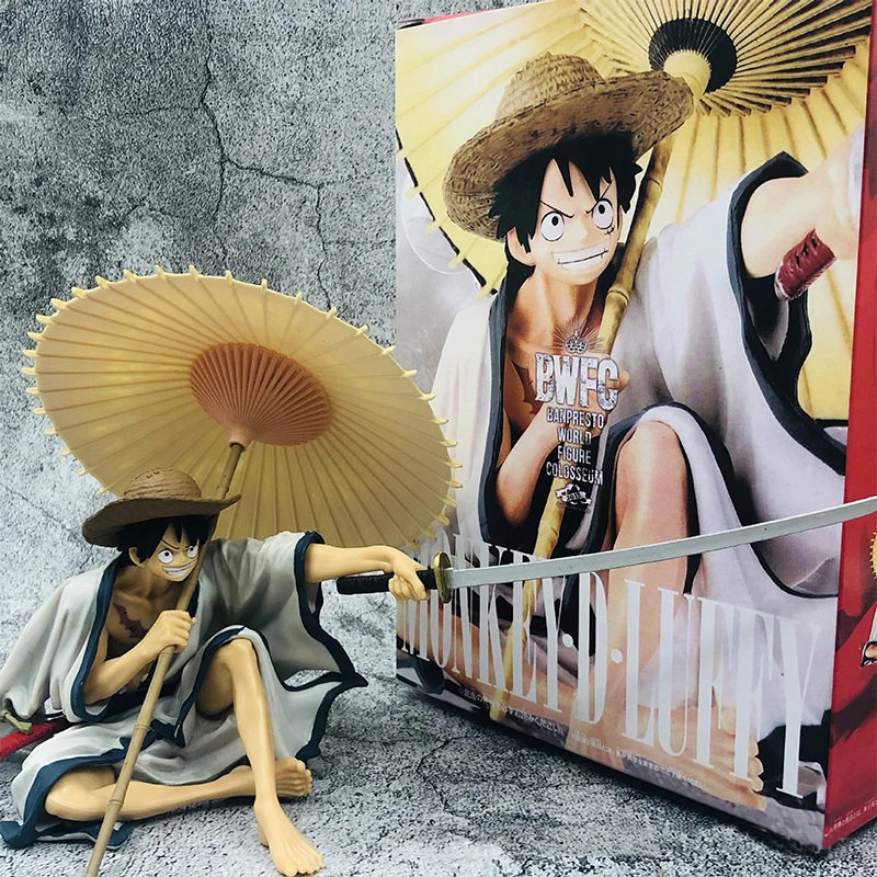 

One Piece Monkey D Luffy Kimono And Umbrella PVC Figure Japanese Anime Doll Figma Collectible Decorations Model Toy Gift