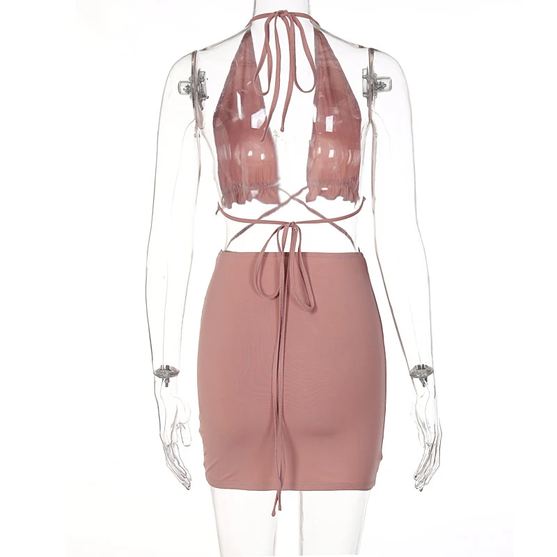 Соблазнительная Женская юбка комплект из 2 предметов укороченная кофта с низким