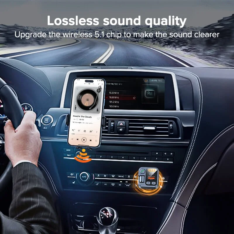 FM Transmitter 30W Car Charger Fast Charge USB Type C Adapter Bluetooth 5.1 Stereo MP3 Player For Mobile Phone PD Charger in Car