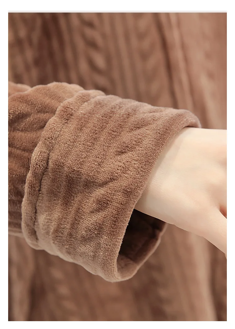 Men Winter Coral Bathrobe Warm Flannel Bath Cozy Robes Night Sleepwear Women Nightgown Zip Hooded