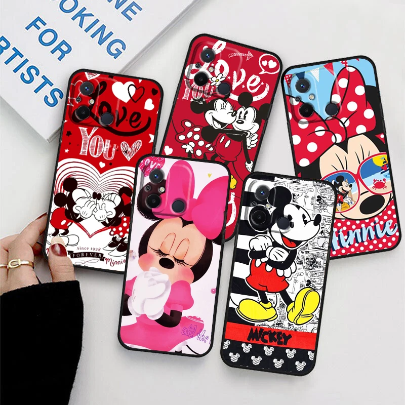 

Red Minnie Cartoon For Xiaomi Redmi 12 12C 11 A1 Plus 10 10X 9T 9C 9C 8 7 6 4G 5G Silicone TPU Soft Black Phone Case Coque Capa