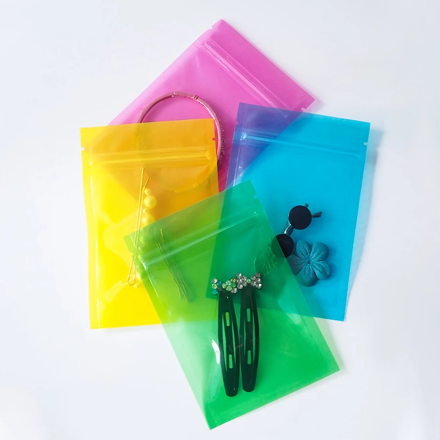 

100Pcs Plastic Zipper Zip Lock Bag Daily Necessities Decorations Cosmetics Food Gift Package Bag Reusable Storage Pouches