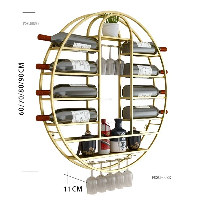 Современная барная мебель скандинавская круглая настенная винная полка