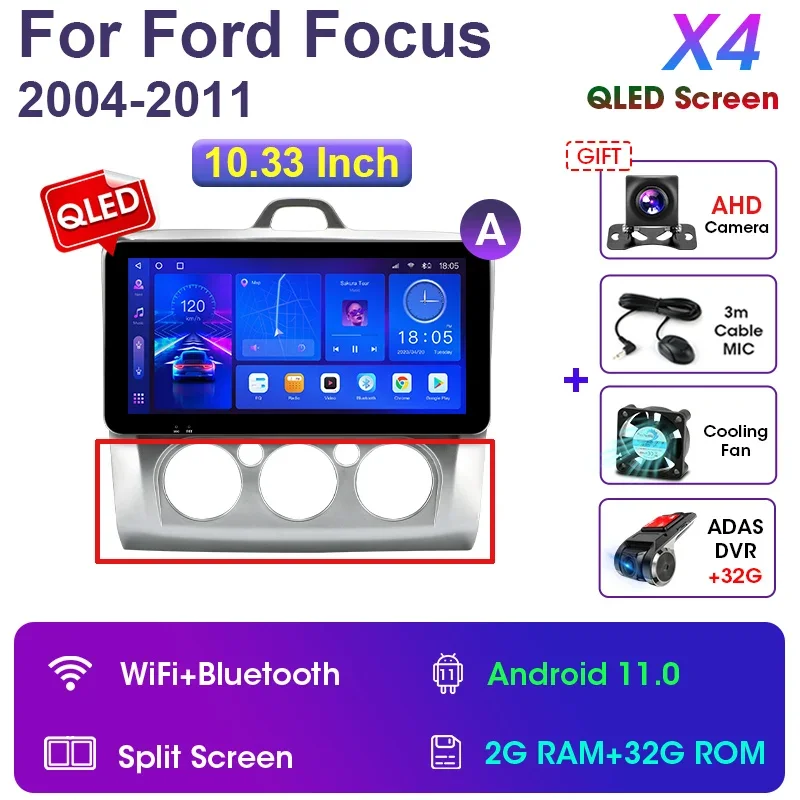 

Автомагнитола 2 Din для Ford Focus 2 3 Mk2/Mk3 10,33-2004, 2011 дюйма