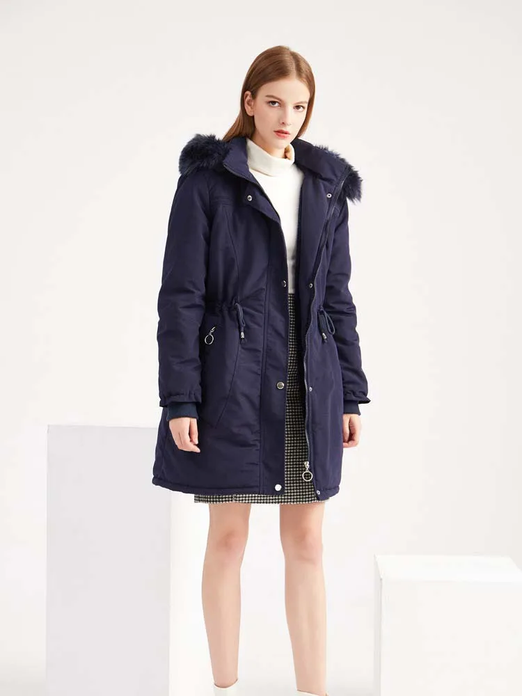 2022 New Winter Women Hooded Fleece Jackets Fashion Fur Collar Cotton Padded Overcoat Plus Velvet Warm Russian Parkas Outerwear
