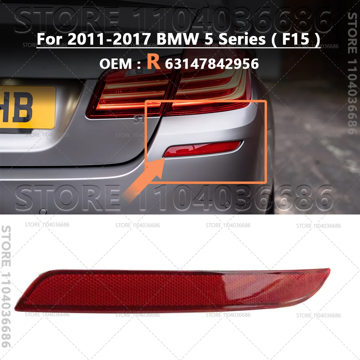 

Для 2011-2017 BMW 528i 528iX 535d 535dX 535i 535iX 550i 550iX M5 (F10) линза отражателя заднего бампера 63147842955 63147842956