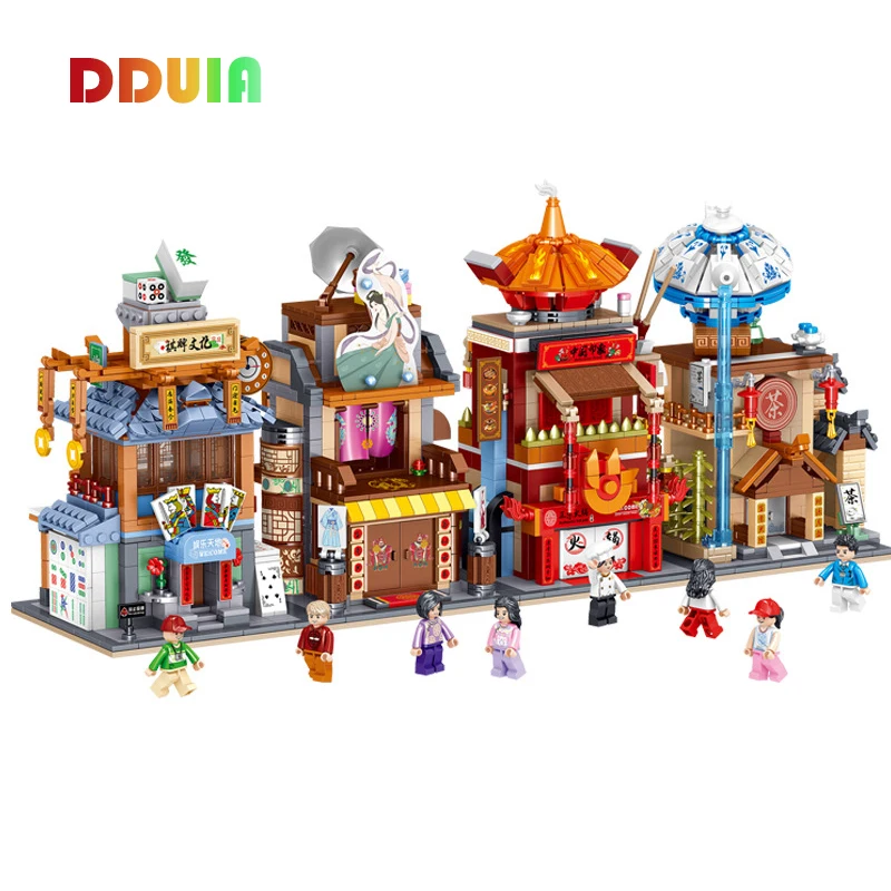 

Міні-гарадская вуліца з выглядам на антыкварную серыю Будаўнічыя блокі Купляйце будаўнічыя блокі для дома 4 у 1 Сябры Дзеці Калядныя падарун...