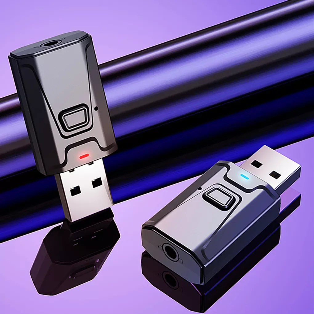 

IN 1 Bluetooth 5.0 Audio Receiver Transmitter Microphone Wireless Audio Transmitter For TV PC Car Kit USB Wireless Adapter