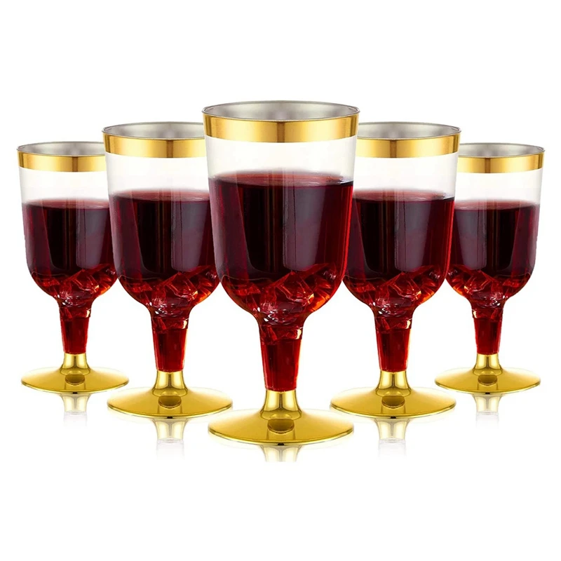 

30PCS Gold Wine Tasting Glasses Reusable Stemmed Party Wine Cups For Champagne Beer Cocktail Martini