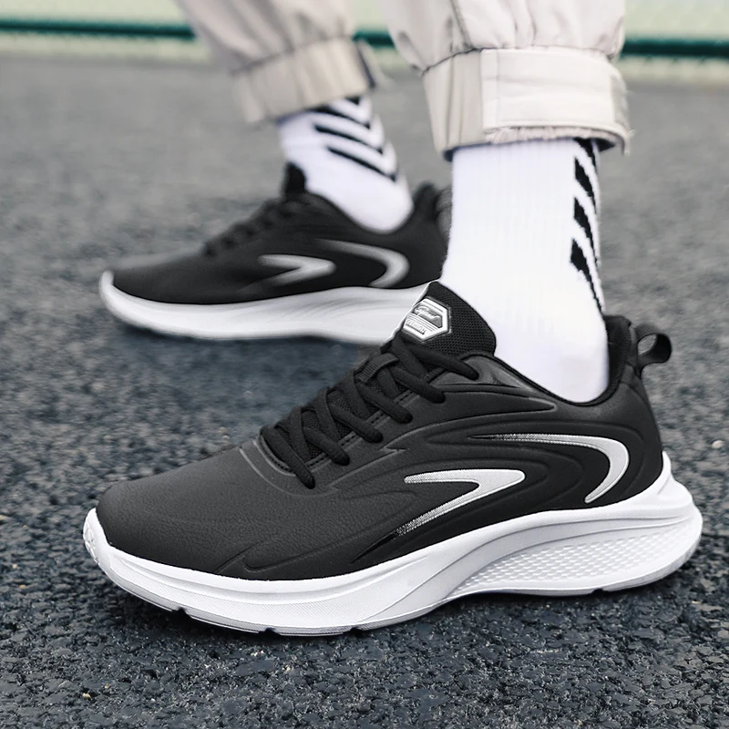 Sneakers Men's Sports Casual Sneakers Leather Shoes Waterproof Outdoor Comfortable Flat Walking Shoe Men Athletic