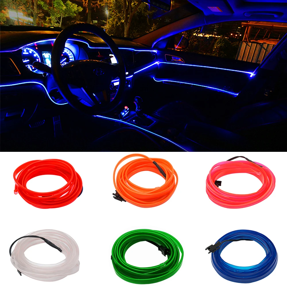 

5M USB Lamp Universal Car Interior Lighting LED Strip Decoration Garland Wire Rope Tube Line Flexible Neon Lights with Drive