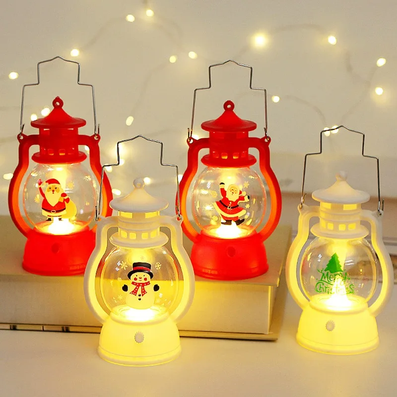 

Christmas Portable Lantern Stanta Claus Snowman LED Light Battery Powered Christmas Home Decorations Kids Gift New Year Ornament