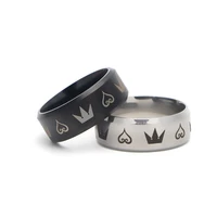 new fashion stainless steel the kingdom hearts ring black silver trendy simple charm crowns ring for women men jewelry wholesale