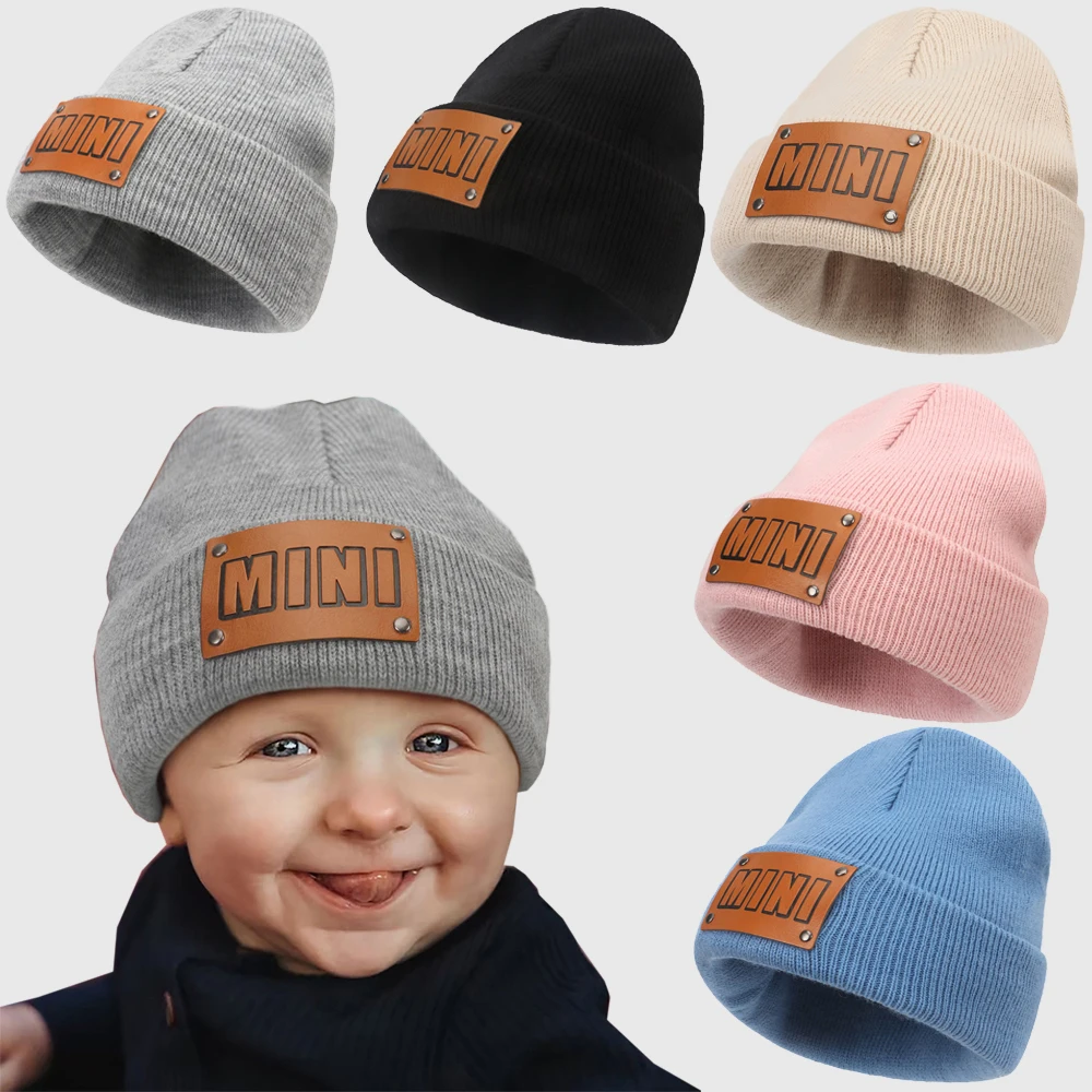 

Baby Winter Hats For Kids Girls Boys Crochet Bonnet Toddler Beanie Cap Infant Warm Knitted Hat With Leather Label