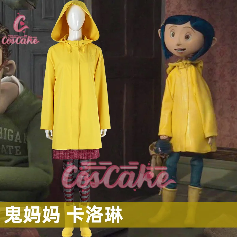 Костюм для косплея Coraline &amp The Secret Door Caroline желтое пальто рубашка юбка наряд на