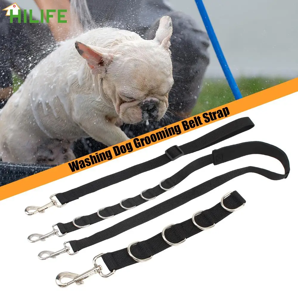

D-rings Bathing Band Adjustable Dog Collar Free Size Dog Grooming Belt Strap Bathing Hair Cutting Harness