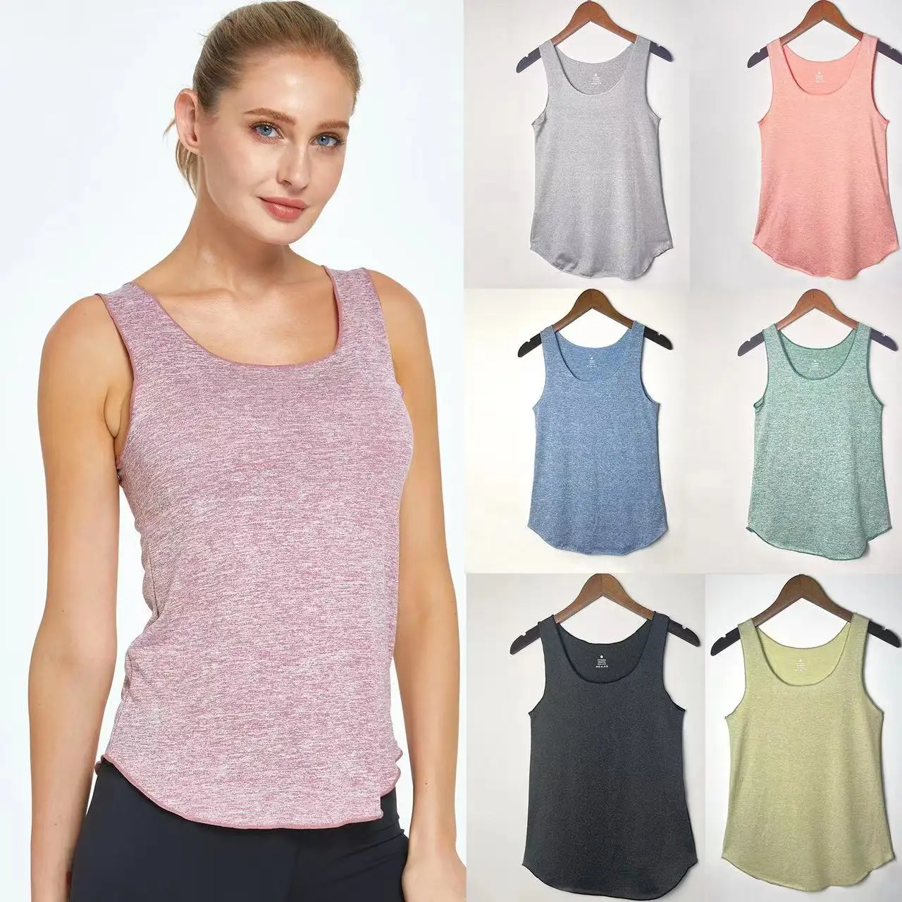 Sports Breathable Bottoming Shirt Women Running Fitness Quick Dry Clothes Sleeveless Loose Shirt Yoga Clothing Tops