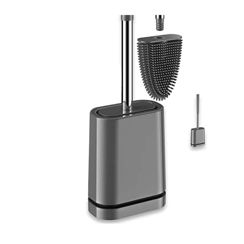 

Силиконовая щетка для унитаза премиум-класса-серая-держатель для туалетной щетки с настенным креплением и турбо сушкой
