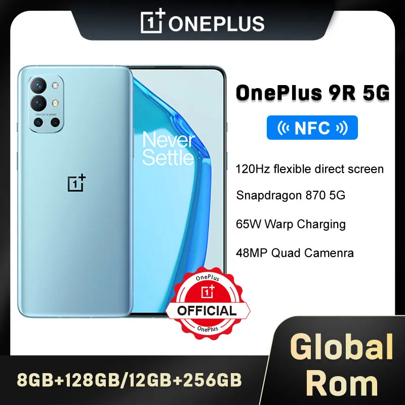 Смартфон OnePlus 9R 9 R с глобальной прошивкой 8 ГБ 256 Snapdragon 870 120 Гц AMOLED дисплей 65 Вт