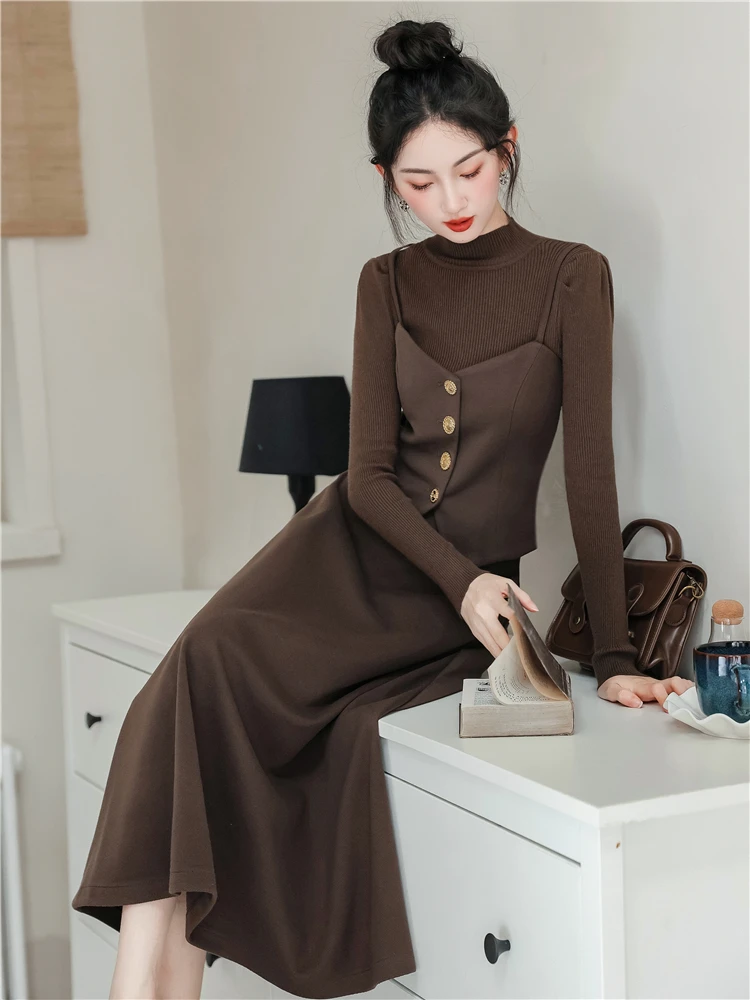 Осенне-зимний французский костюм с пальто внутренняя одежда женский сладкий