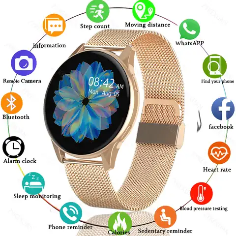 Новинка 2022, женские умные часы с Bluetooth и функцией вызова, Смарт-часы с мониторингом сердечного ритма и кровяного давления, водонепроницаемые...