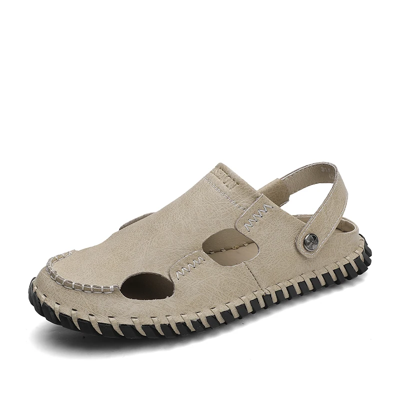 

DAFENP Oversize summer sandals men's casual sandals men's sandals non-slip breathable Dual purpose leather beach shoes 38-48