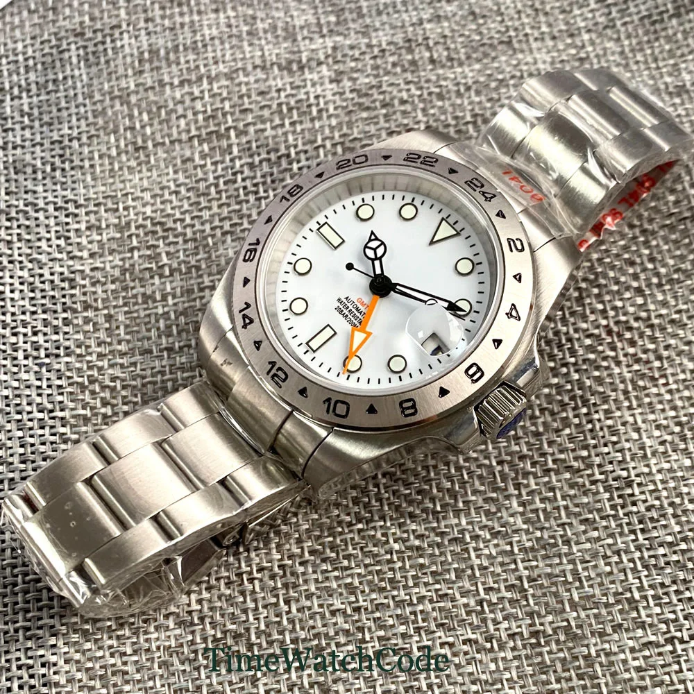 Мужские автоматические часы тандорио 40 мм NH34 Move t мужские Функция GMT с белым