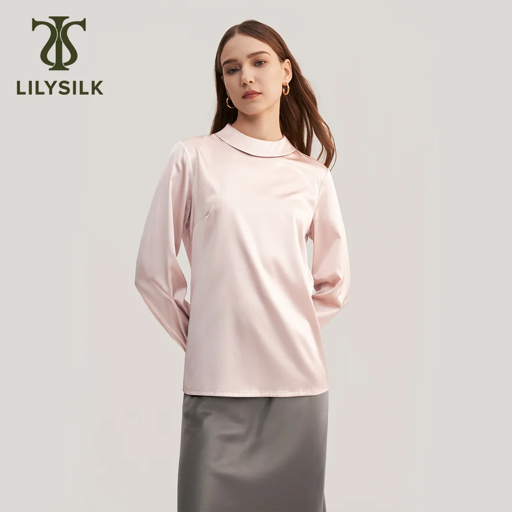 

LILYSILK Silk Blouse for Women Fall 19 Momme Long Sleeve Stand Collar Fashion Top Office Ladies Outfits Traf Free Shipping