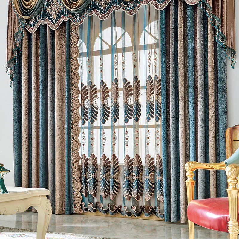 

FASHION NOBLE Mediterranean-style Suede embroidered shade curtains