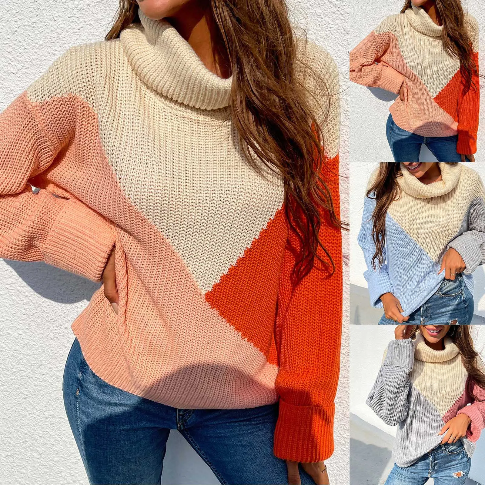 

Tan Knitted Cardigan for Women Long Open Knit Cardigans for Women Women's Turtleneck Womens Sweater Winter Coats And Sweaters