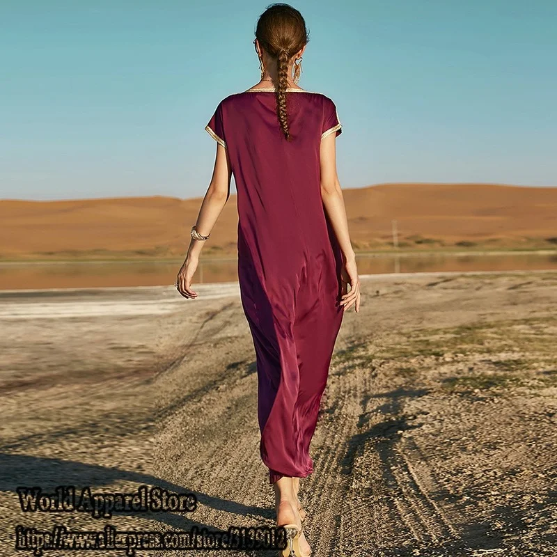 Ramadan Satin Abaya Dubai Turkey Islam Muslim Long Dress Abayas For Women Kaftan Robe Femme Musulmane Caftan Marocain De Soiree