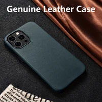 genuine leather phone case for iphone 13 pro max luxury magnetic charging real skin back cover for apple iphone 13 mini