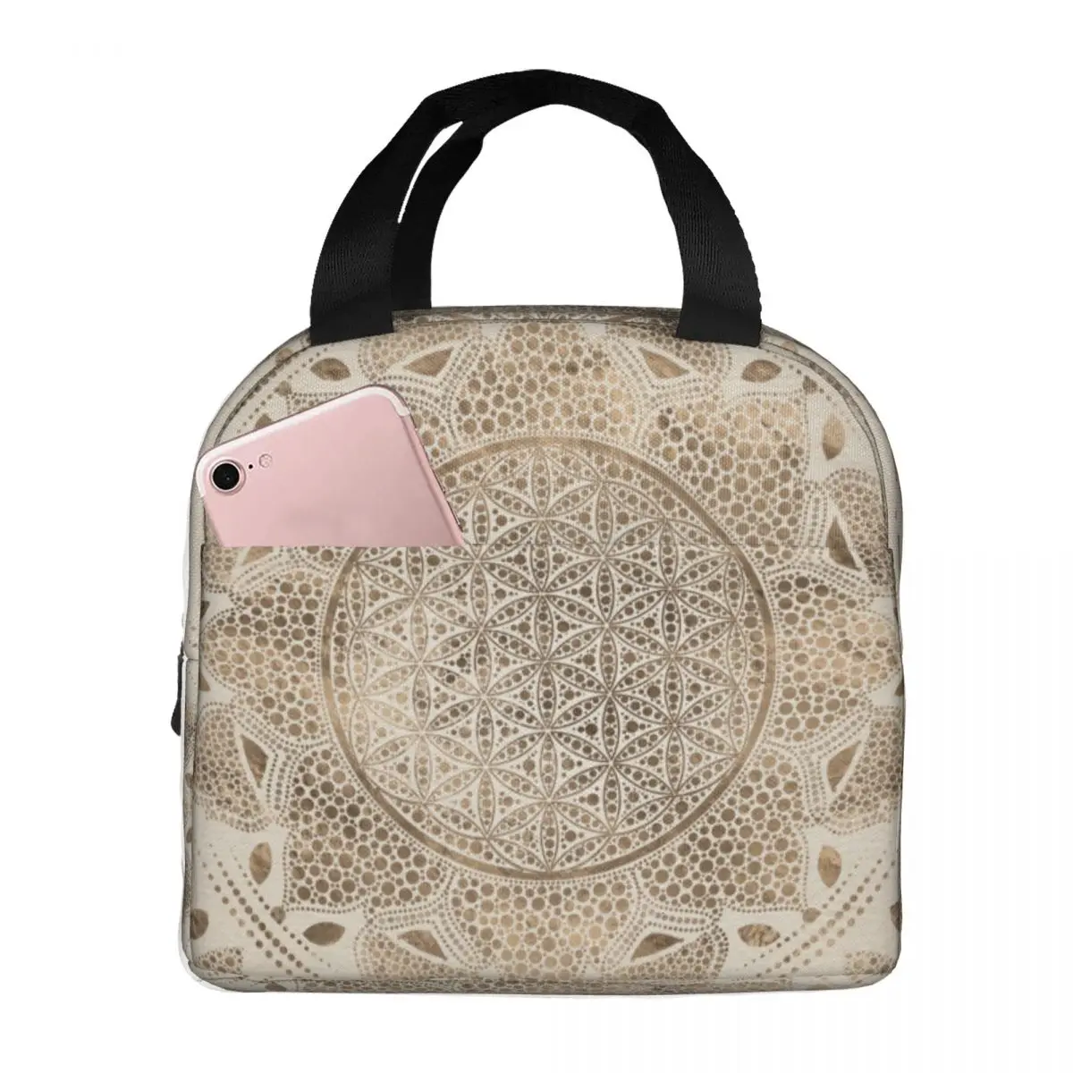 Mandala Lunch Bag Waterproof Insulated Canvas Cooler Thermal Picnic Travel Lunch Box for Women Kids