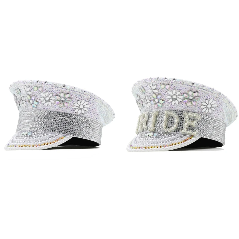 F42F Bachelorette Party Decorations Glittering Rhinestones Bridal Hat Unique Gift