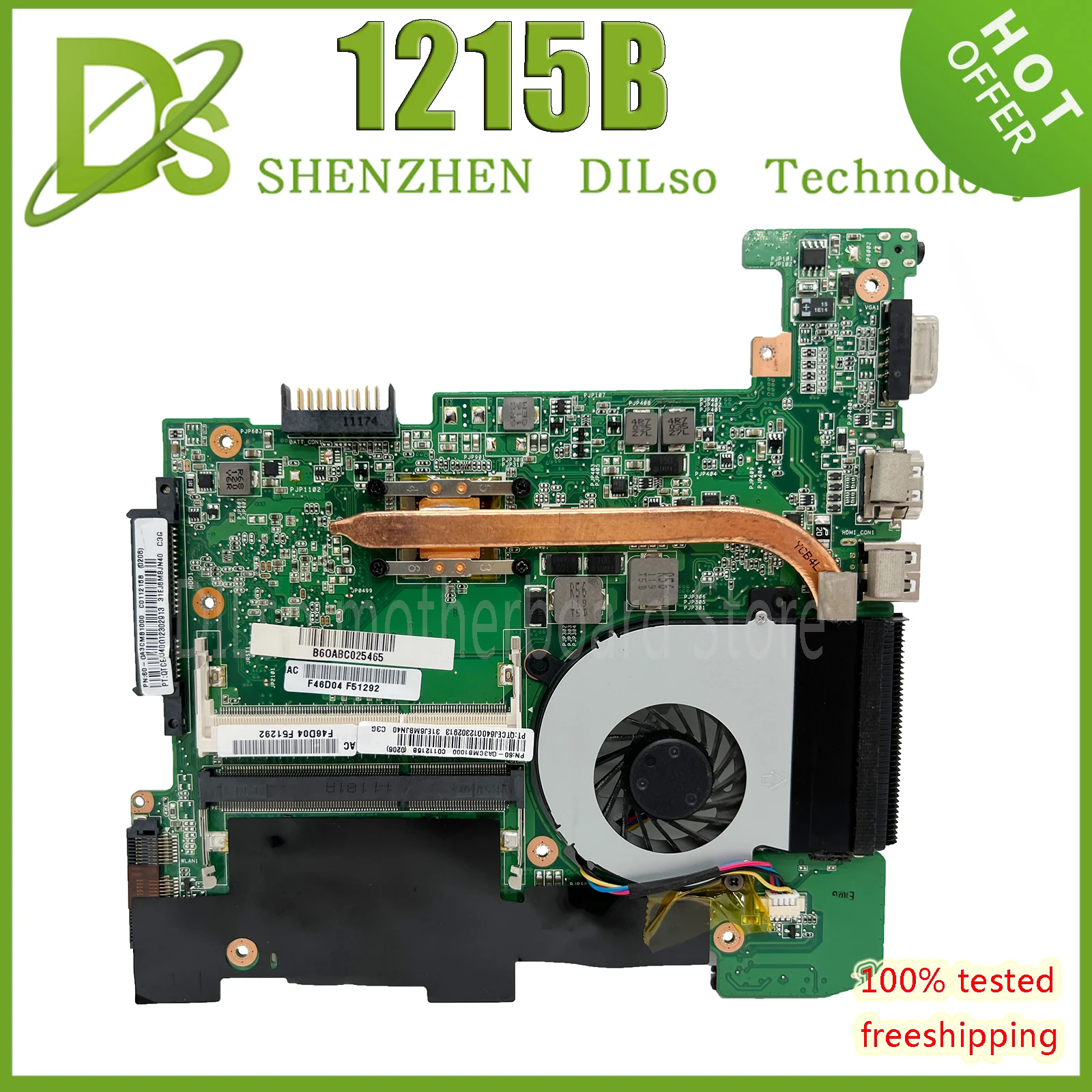 Kefu 1215b Mainboard para Asus Eeepc 1215 Portátil Placa-mãe Teste Trabalho 100% Original
