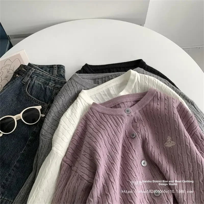 Винтажный вязаный свитер для похудения Топ кардиган Женская осенне-зимняя