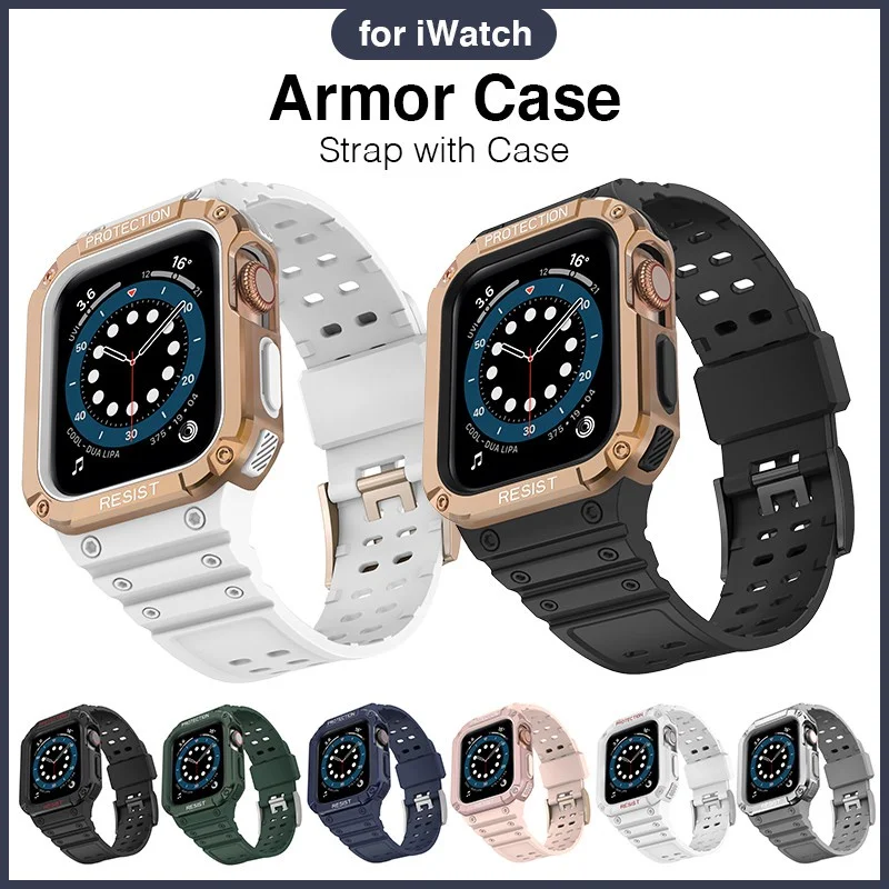 Ремешок для Apple Watch Band Series 7 6 5 4 3 SE 2 в 1 защитный чехол iWatch мужчин и женщин 41 мм 45 38 42 44