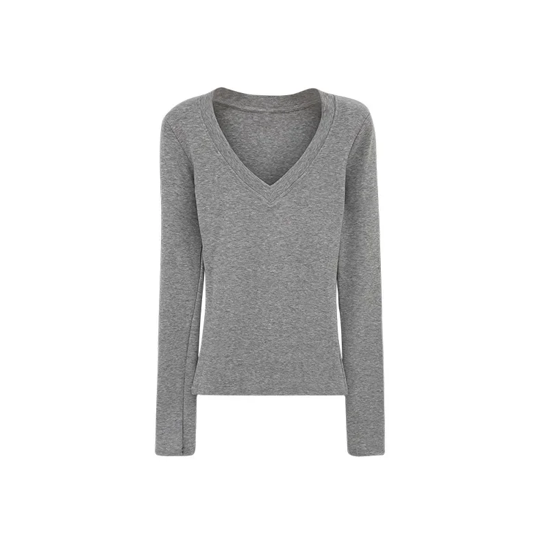 Корейский стиль Sweeter Spicy Screw ThreadV Neck Утягивающая внутренняя футболка Женская