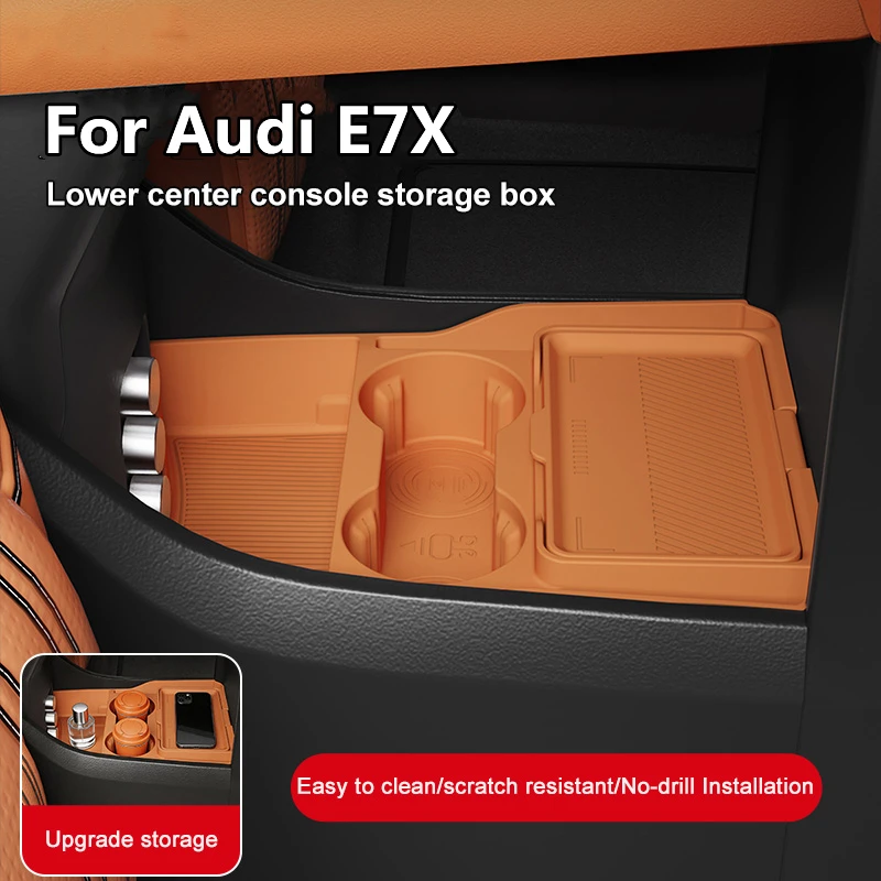 Фото Силиконовый коврик-органайзер для центральной консоли Audi E7X (2026 г.), устанавливаемый под отсеком для хранения, для интерьера автомобиля №1