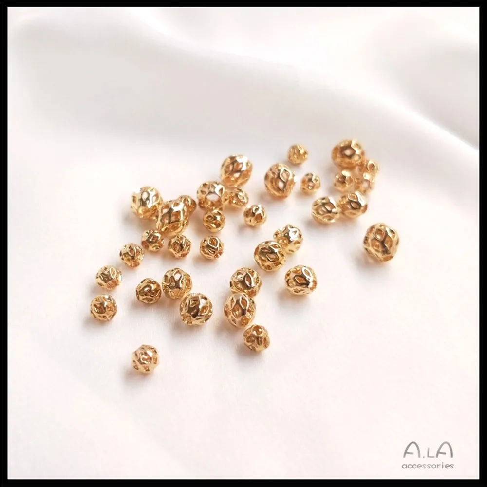 

Copper Plated 14K Gold Loose Hollow Beads DIY Handcrafted Jewellery Accessories
