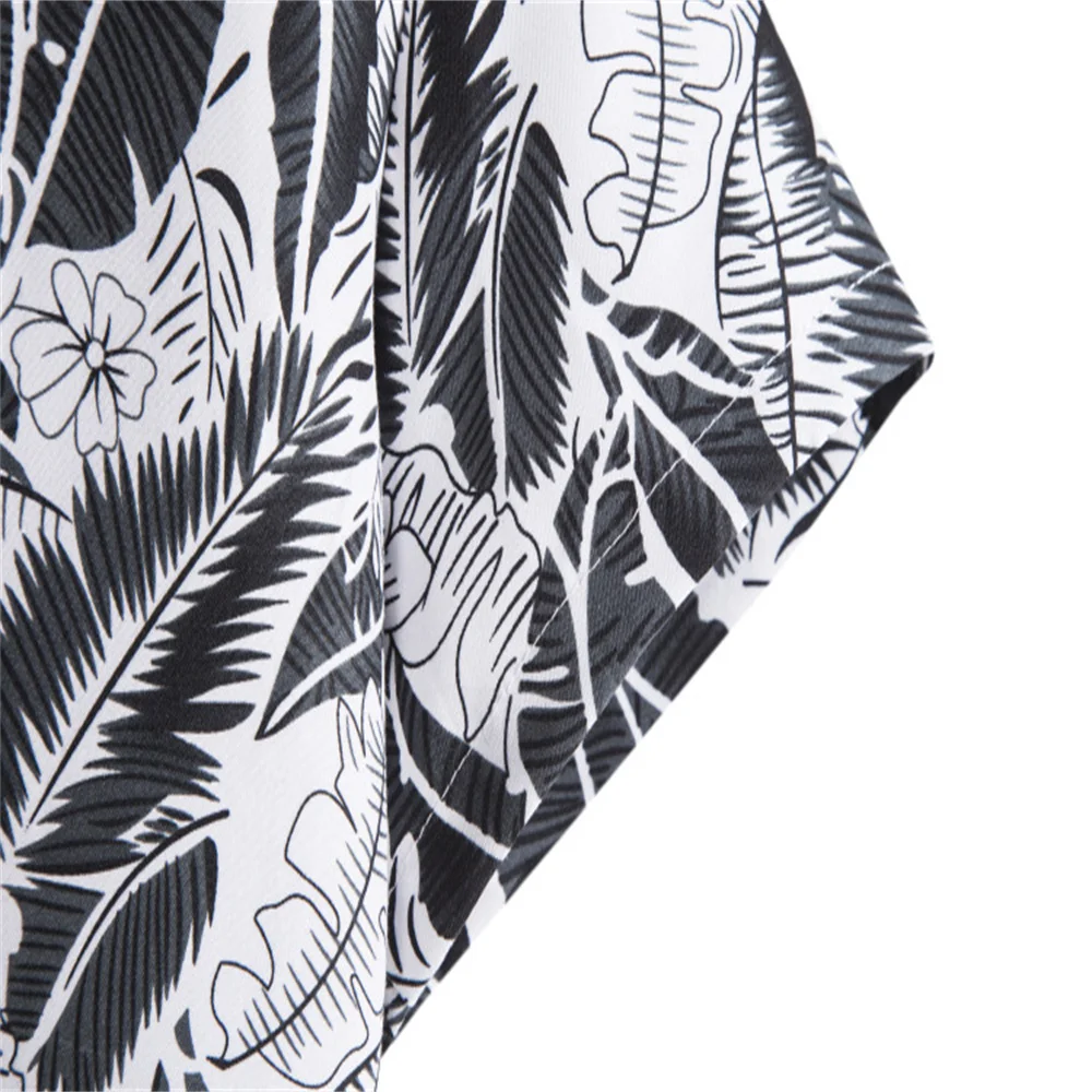 Summer Hawaiian Shirts Tropical Floral Men Tops Casual Short Sleeve Cotton Button Chemise Loose Vacation Beach Blouse
