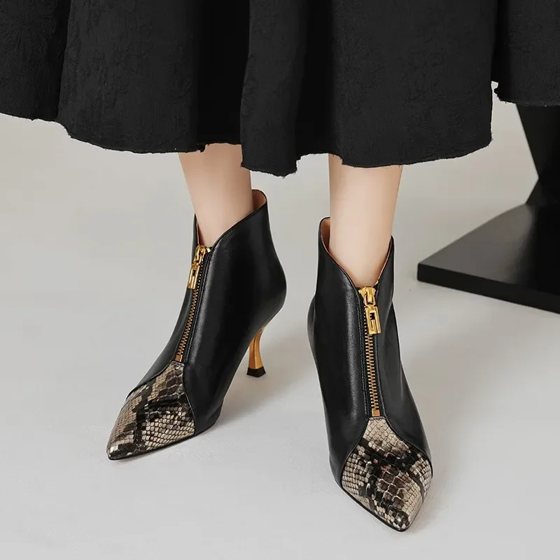 Женские ботильоны с острым носком повседневные удобные из искусственной кожи на