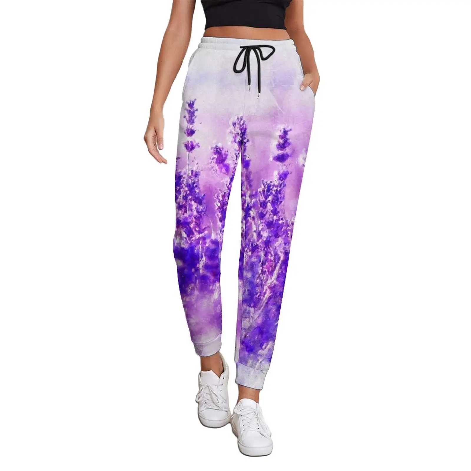 

Брюки женские в стиле хиппи с принтом лавандового поля