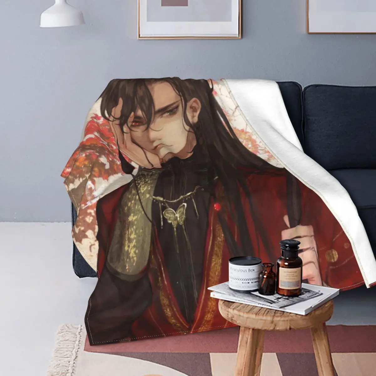 

Heaven Official's Blessing Lian Hua Knitted Blanket Fleece Anime Yaoi Lgbt Tgcf Warm Throw Blankets for Bed Bedspread