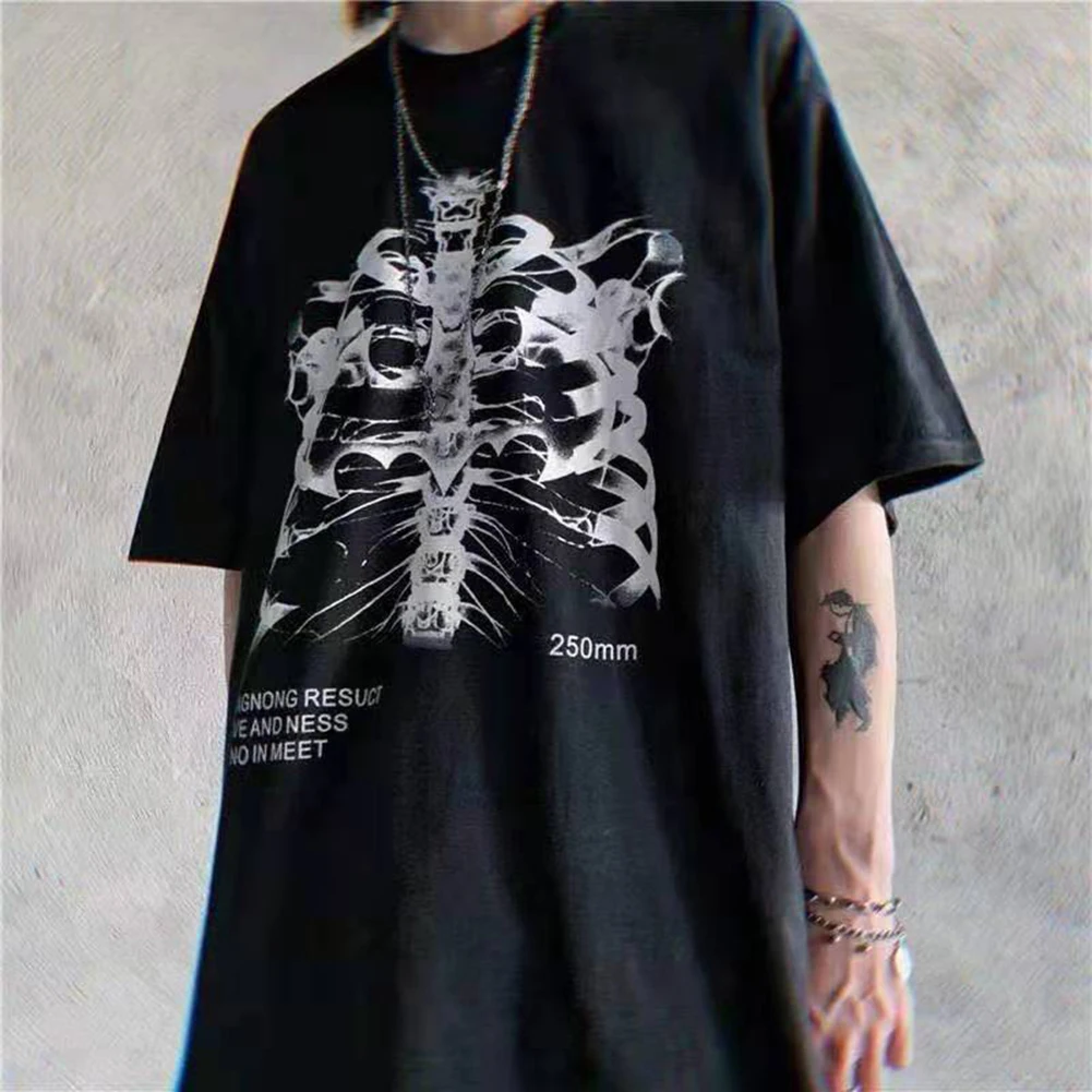 

YiYiMiYu Summer Short Sleeve Streetwear T-shirt Aesthetic Print Vintage Clothes Tshirt Punk Shirt Oversized Top Women's Increase